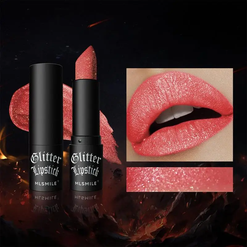 Glitter Lipstick Non-fading Halloween Matte Lip Balm Waterproof Lip Glitter Sparkly Lipstick For Women Glitter Lipstick For Mom