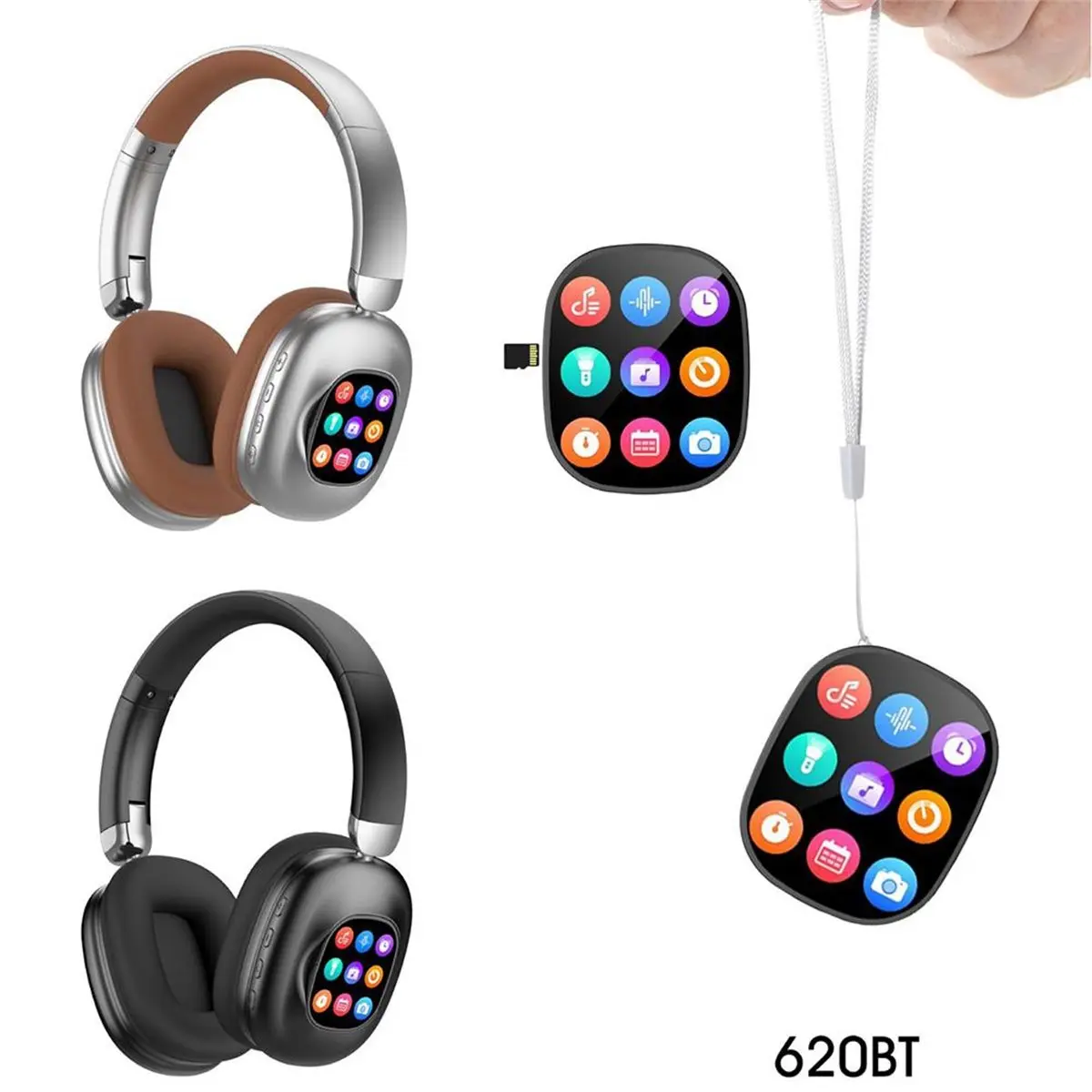 A72U Wireless Bluetooth Headset with Removable Magnetic Touch Control LED Screen Noise Reduction Earphones for Sport Gaming A