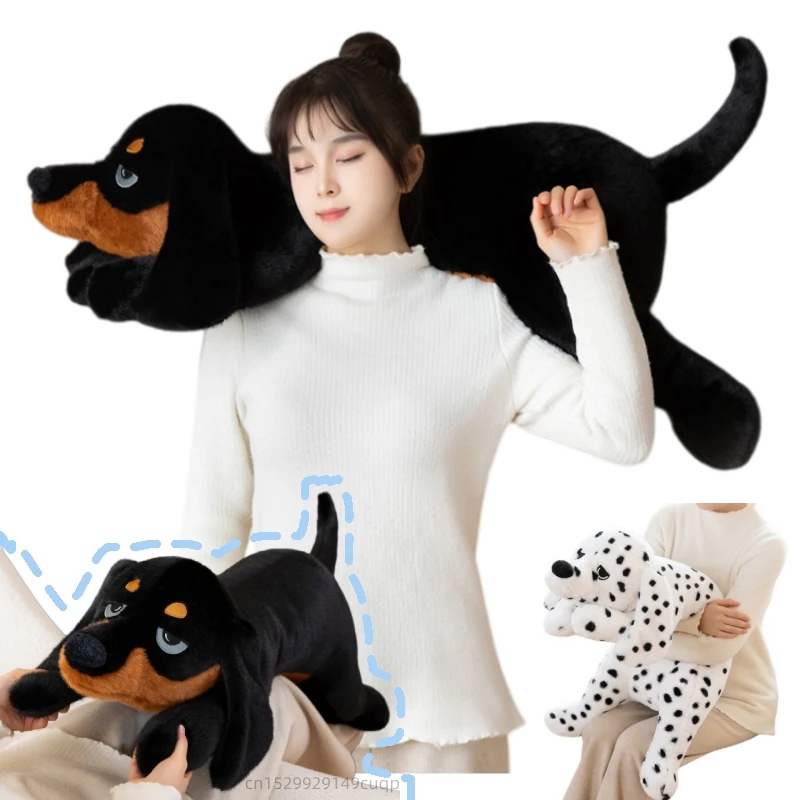 60/80/100cm Cartoon Long Leopard Dog Plush Doll Pillow Dachshund Dog Spot Dog Animal Stuffed Toy Home Decor Gift For Children