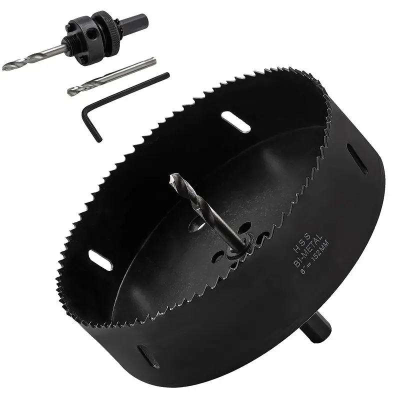*ABKM 6 Inch/152Mm Hole Saw Heavy Duty Bi-Metal HSS Hole Saw for Cornhole Boards, Plywood, Iron Board, Acrylic