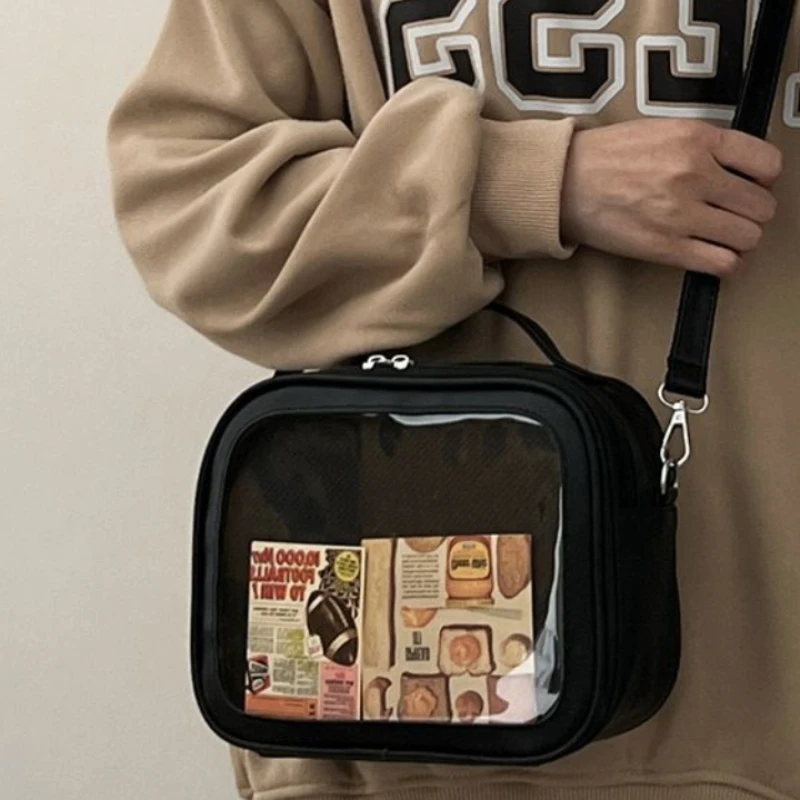 Cute Student Ita Bag Women Laser Reflection Crossbody Bag Kawaii Girl Transparent  Shoulder Bag Fashion Messenger Bag PU Handbag
