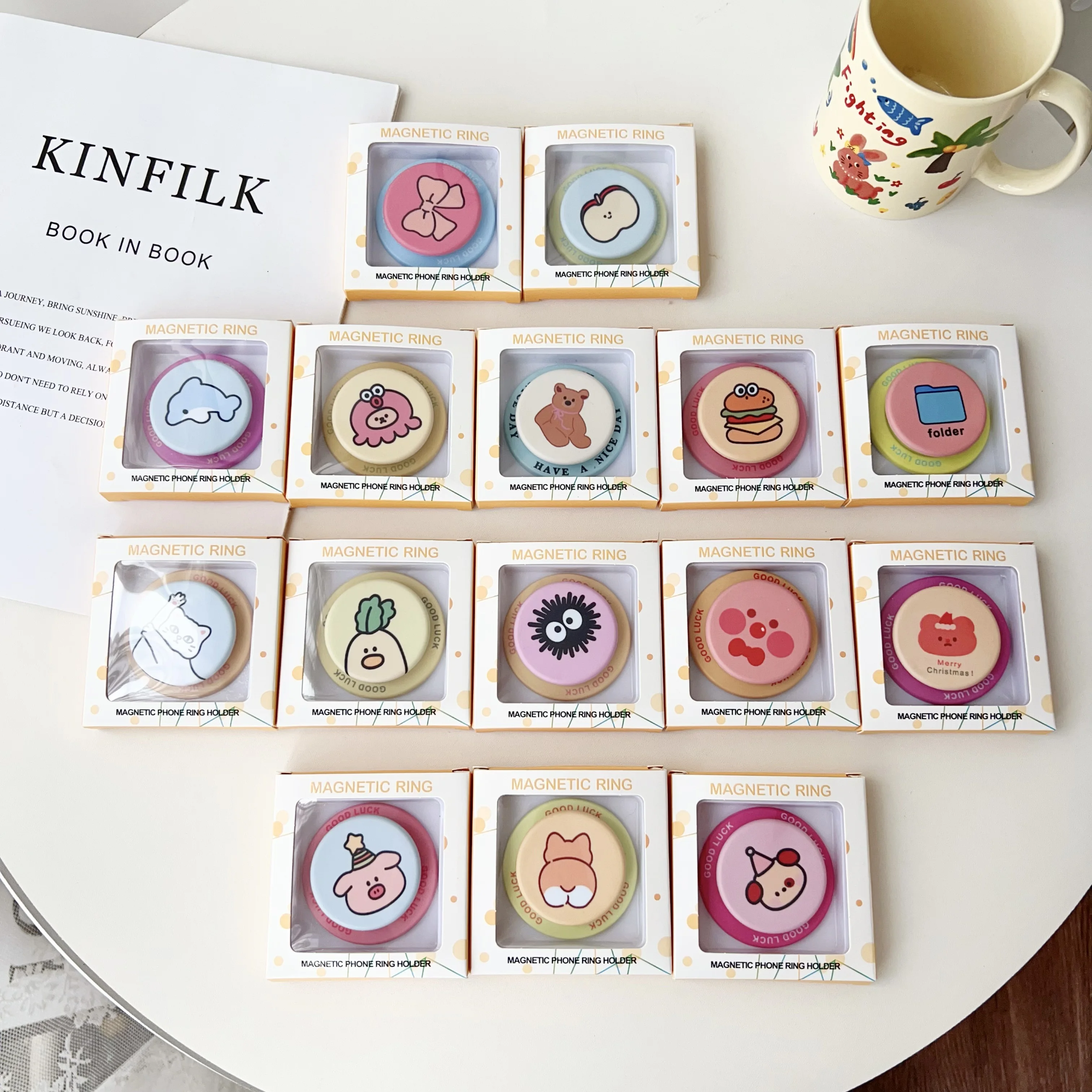 

INS Korean Cute Cartoon animals For Magsafe Phone Griptok Stand For iPhone 16 17 Pro Magnetic Wireless Charging Case Bracket