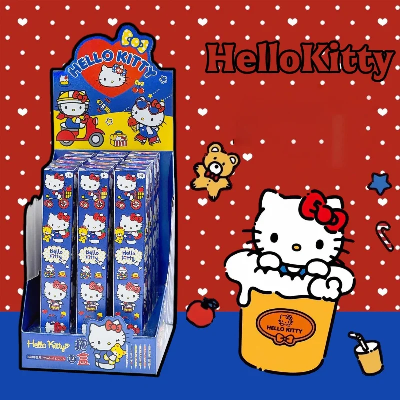

12pcs/lot Kawaii Sanrio Kitty Press Gel Pen Cute 0.5mm Black Ink Neutral Pens Office School Supplies