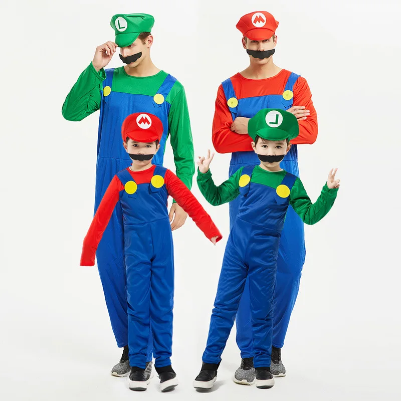 Festival cos anime costumes parent-child character performance costumes children's Mario clothes Super Mario costumes