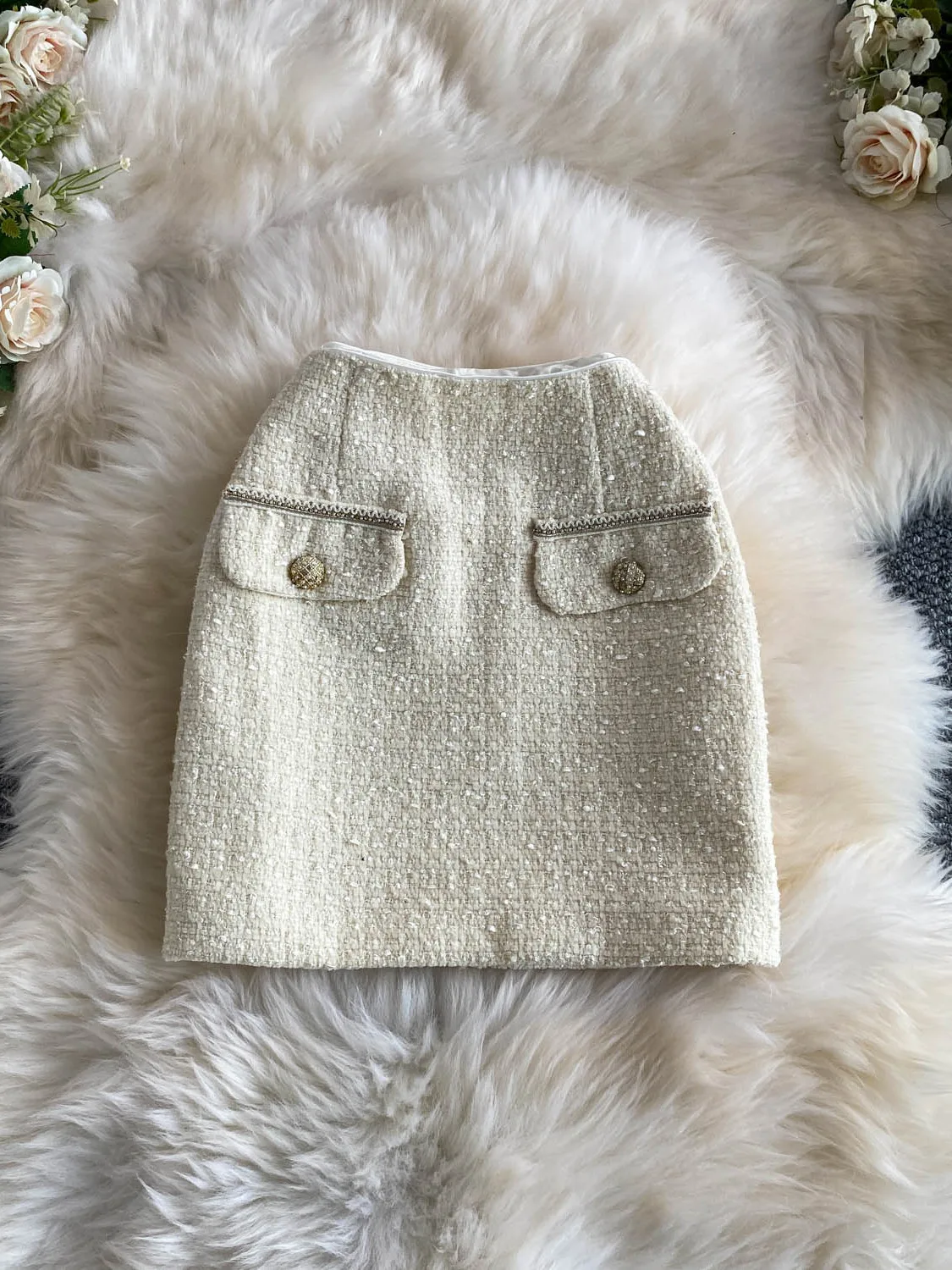 Stylish Slimming High Waist Knitted Sweater Design Cozy Woolen  Skirt Fashionable Business Commute Korean Style Skirt