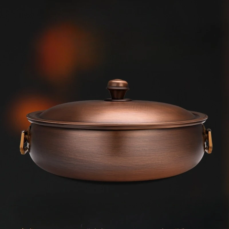 Handcrafted Pure Copper Hot Pot with Two Mandarin Ducks Design Multipurpose Soup And Stock Pot for Uniform Heat Distribution