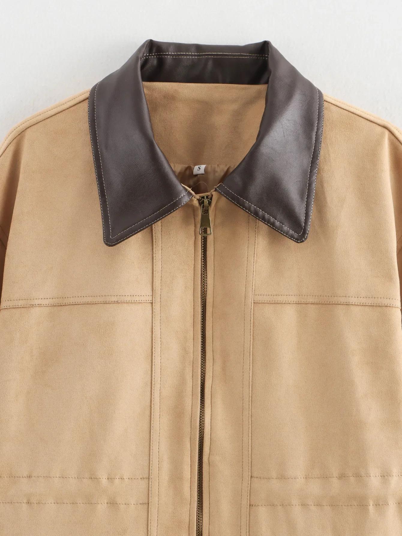 Spring and Autumn Lapel Suede Jacket Coat Fashion Long Pocket with Pocket Zipper Jacket Outwear Women 2025