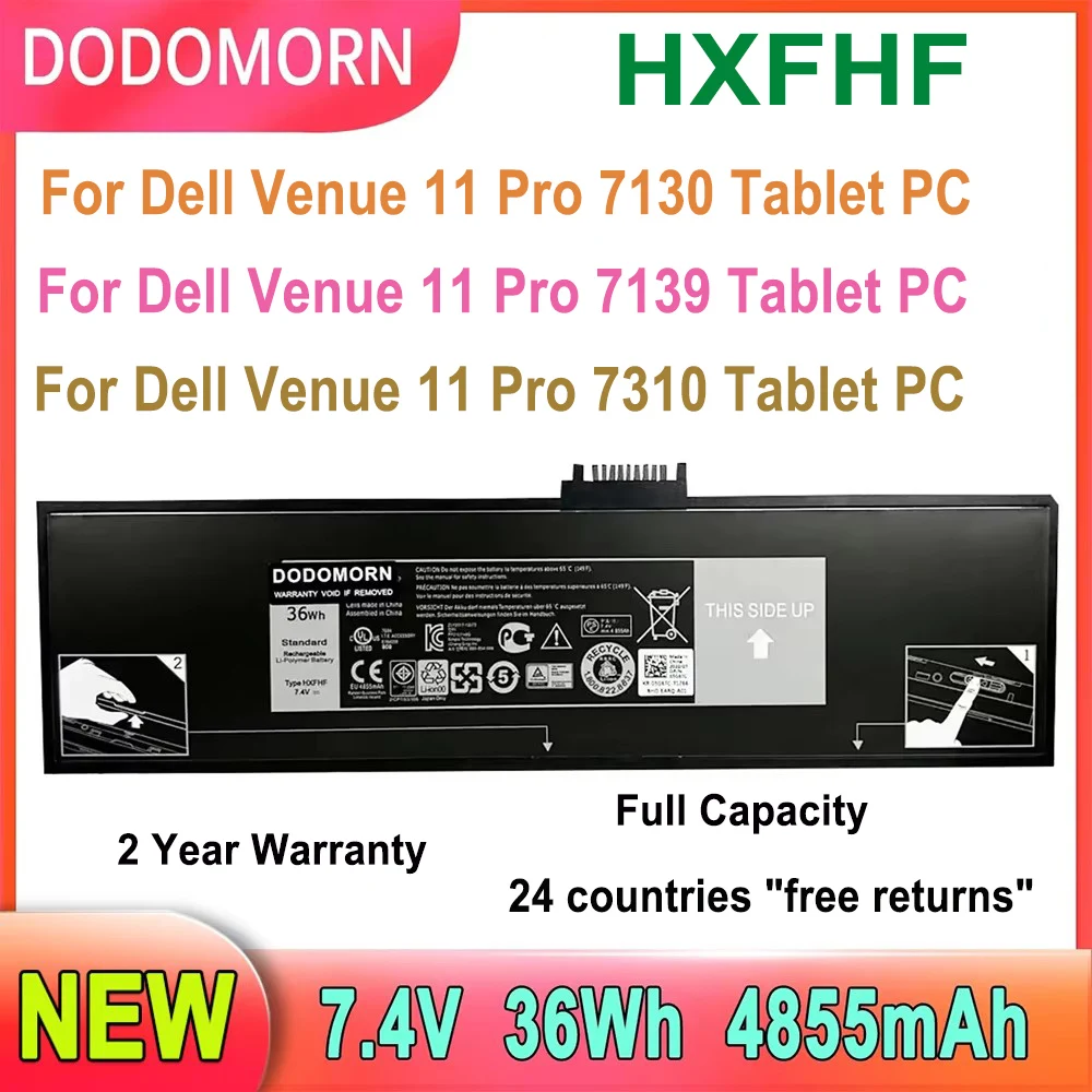 DODOMORN Laptop Battery HXFHF For Dell Venue 11 Pro 7130 7139 7310 Tablet PC High Quality 4855mAh 36Wh 7.4V 2 Year Warranty