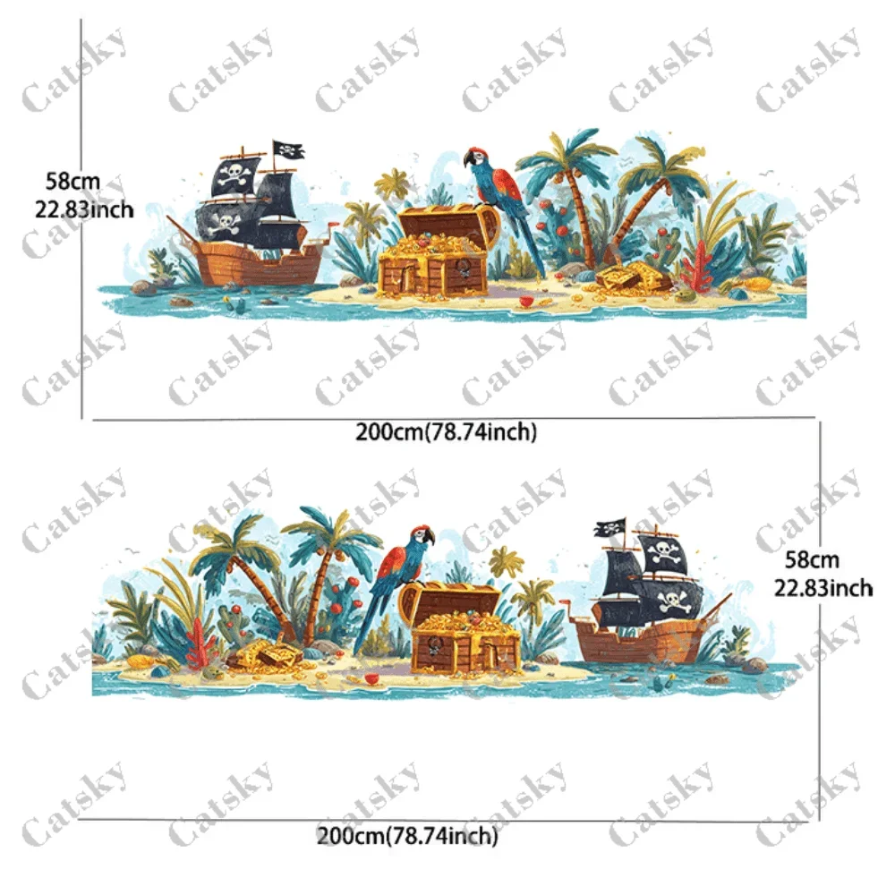 Pirate ship Car Side Car Wraps, Self-Adhesive PVC Waterproof & Scratch-Resistant Stickers, Car Accessory Gift