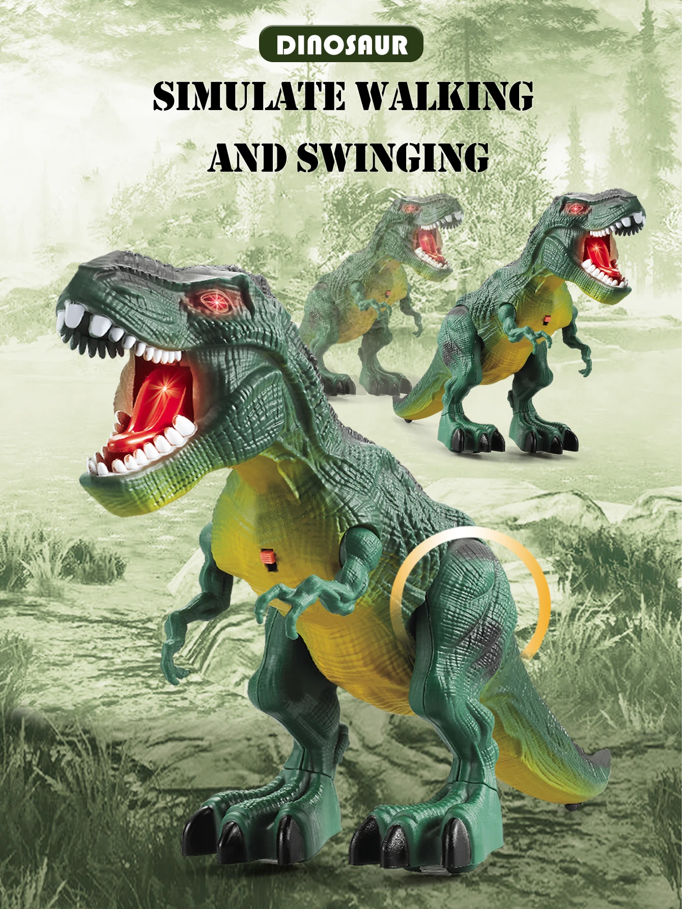 Dinosaur Toys for Kids 3+, Electric Audiovisual Dinosaur Model Electronic Walking Robot Dinosaur Toy Not Include Battery