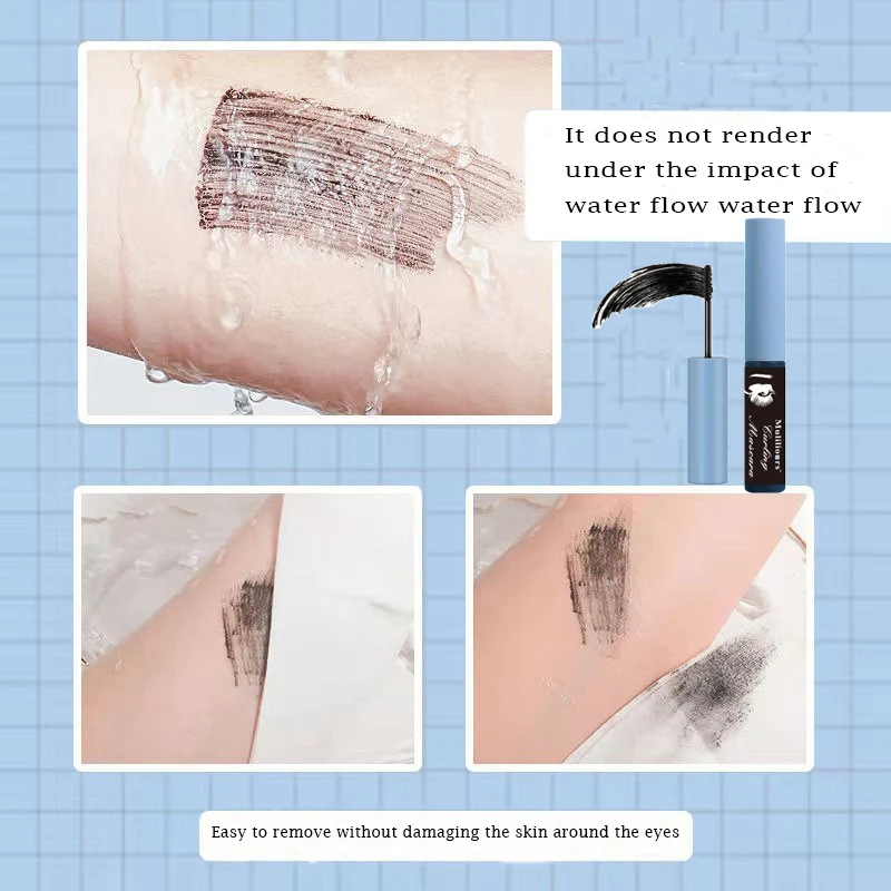 Muliliours Wodoodporny tusz do rzęs Ultra-cienki pędzelek do łatwego nakładania Odporny na pot, odporny na rozmazywanie, długotrwały, wydłużający rzęsy