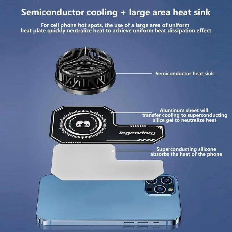 Mobile Phone Cooling Plate Expend Cooling Area Heat Sink Compatible Magnetic Mini Game Cooler for Mobile Phone ﻿