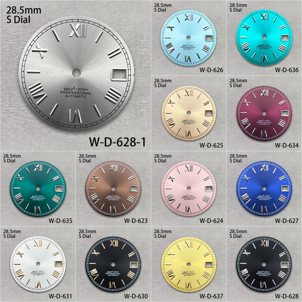 28.5mm Rome S Dial Fit NH35/NH36/4R/7S Japanese Automatic Movement Sunray Dial Watch Modification Accessories