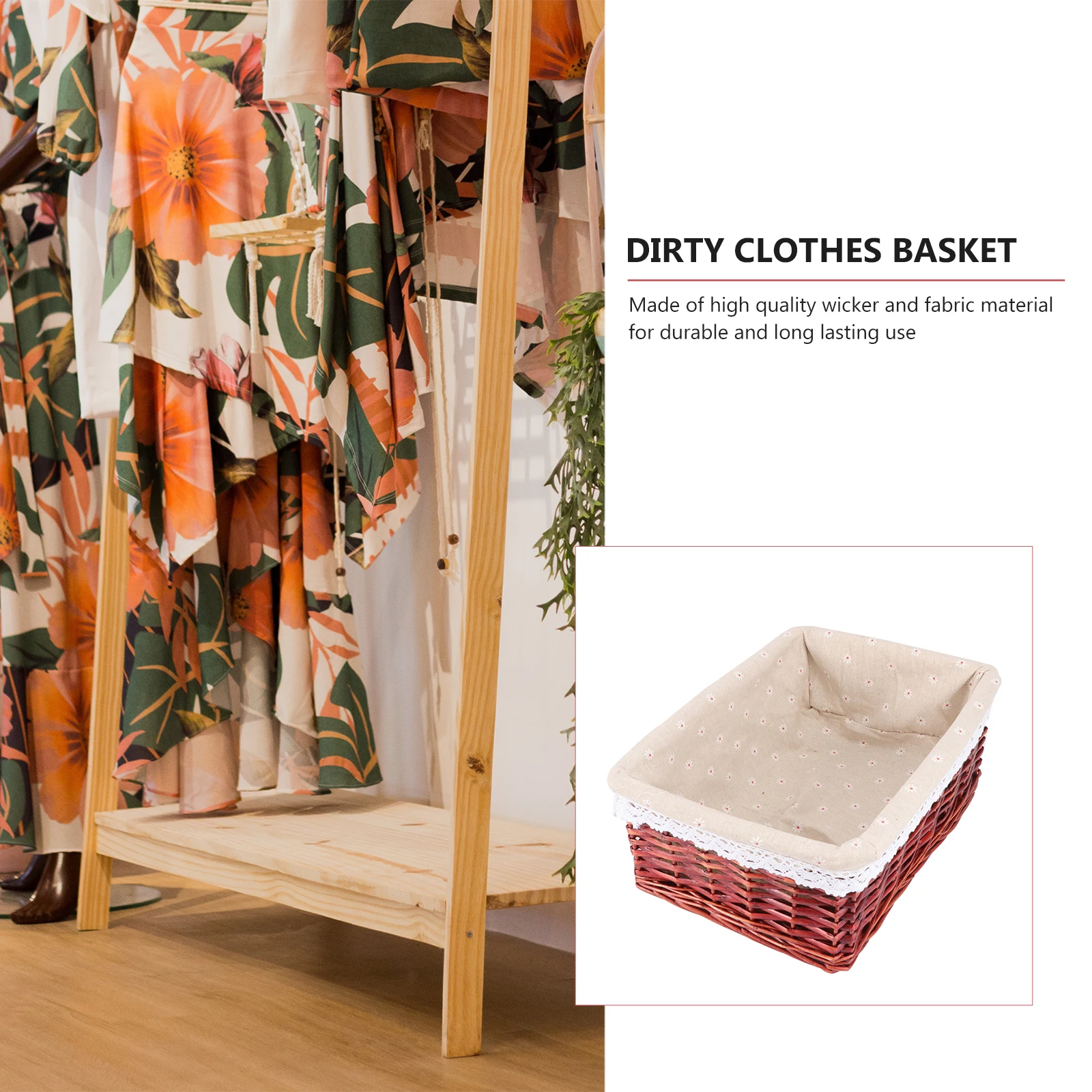 

Wicker Storage Basket Large Capacity Laundry Basket For Clothes Kitchen Sorting Floor Closet Use Daisy Style 35*25*14Cm Brown