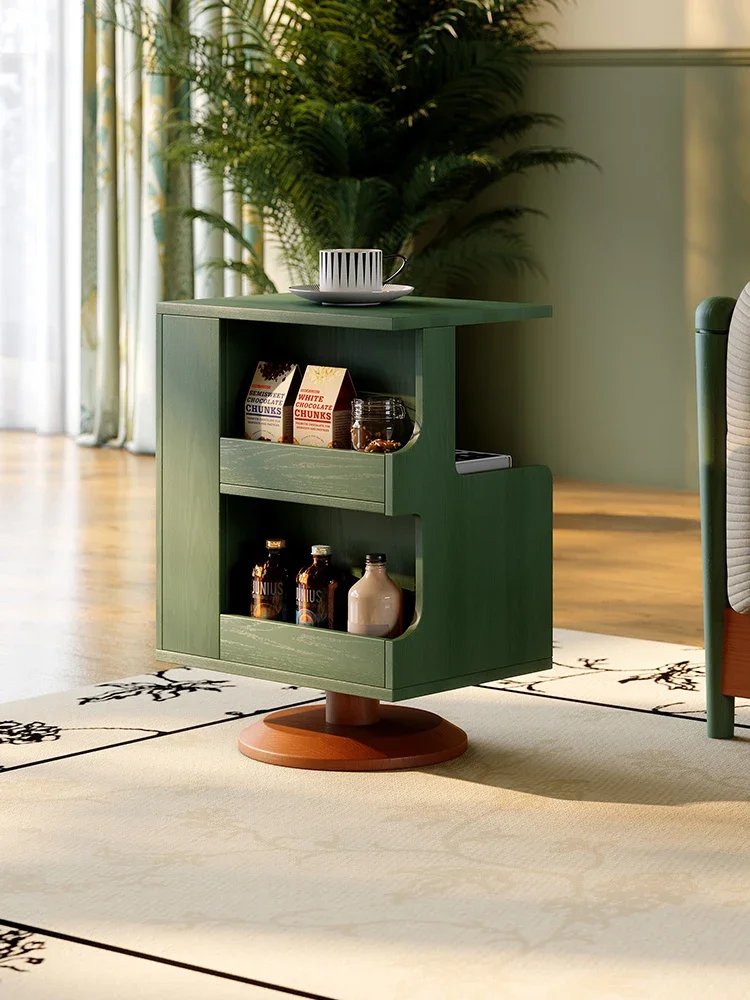 Sofa side cabinet, tea table French retro style rotatable edge few solid wood corner few medium and ancient style tea table