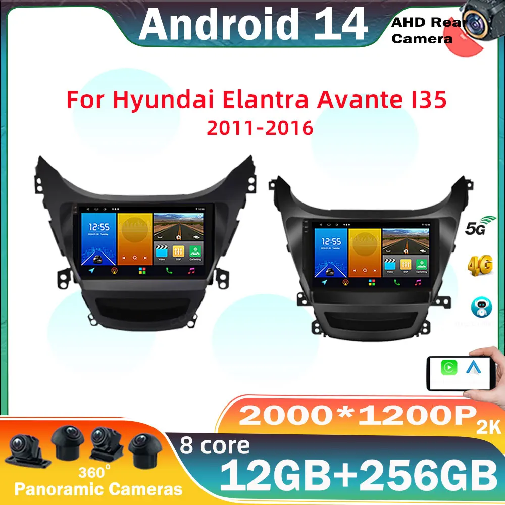 

Android 14 For Hyundai Elantra Avante I35 2011-2016 Car Multimedia Video Player Navigation GPS Stereo Wireless Carplay DSP WIFI