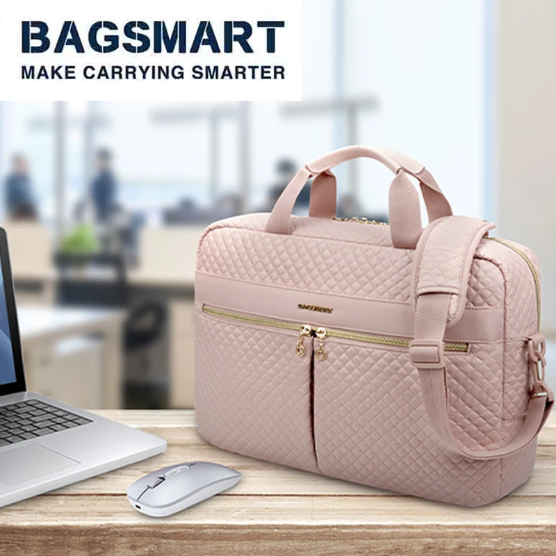 Bolsa para portátil BAGSMART Maletín de 15,6 pulgadas para mujer Muchos bolsillos Estuche para portátil Oficina Viajes Negocios Ipad Bolsa para computadora