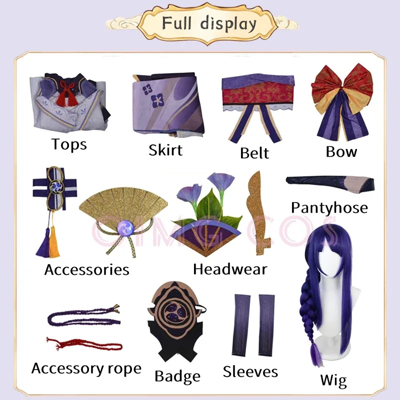 OP01 Genshin Impact Raiden Shogun przebranie na karnawał żakardowa tkanina jednolita peruka Anime w stylu chińskim kostiumy na Halloween dla Wo6Gd@!