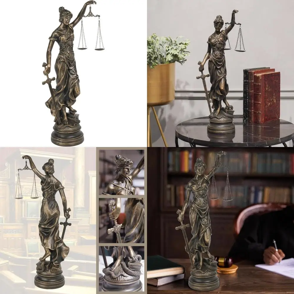 

Resin Large Roman Greek Justice Statue, Antique Lawyer Figure with Scales and Sword for Home Office Desk Decoration