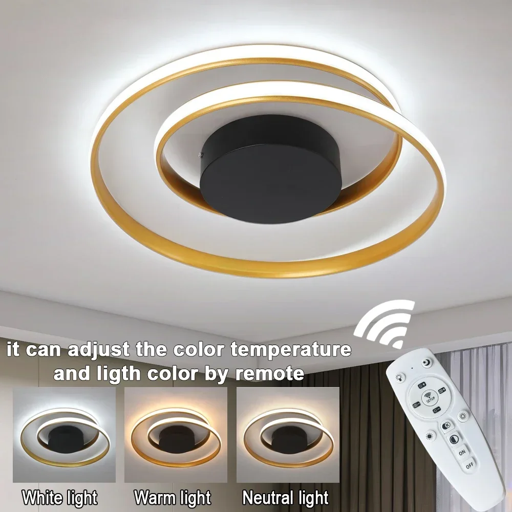 

New Design Dimming LED Chandelier Light Remote Ceiling Lamp Gold White Black Body Chandeliers Fixtures For Bedroom
