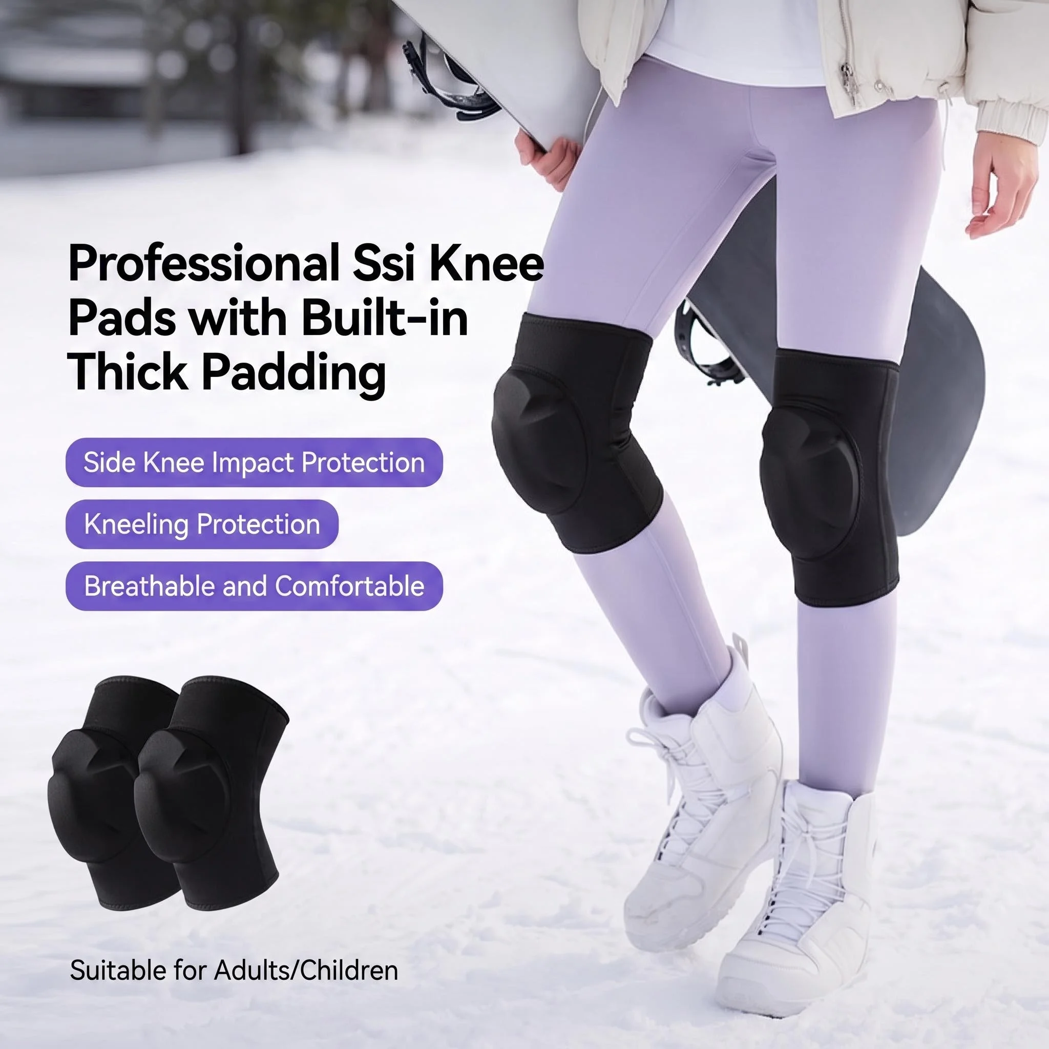 1 Pairskiing knee pads - Seasonal model - Yoga and dance training breathable latex material - Suitable for kneeling position - O