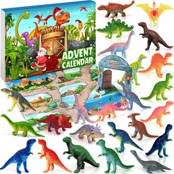 Calendario dell'avvento 2024 calendario dell'avvento della scena del dinosauro di natale, conto alla rovescia a 24 set di giocattoli con numeri di dinosauro