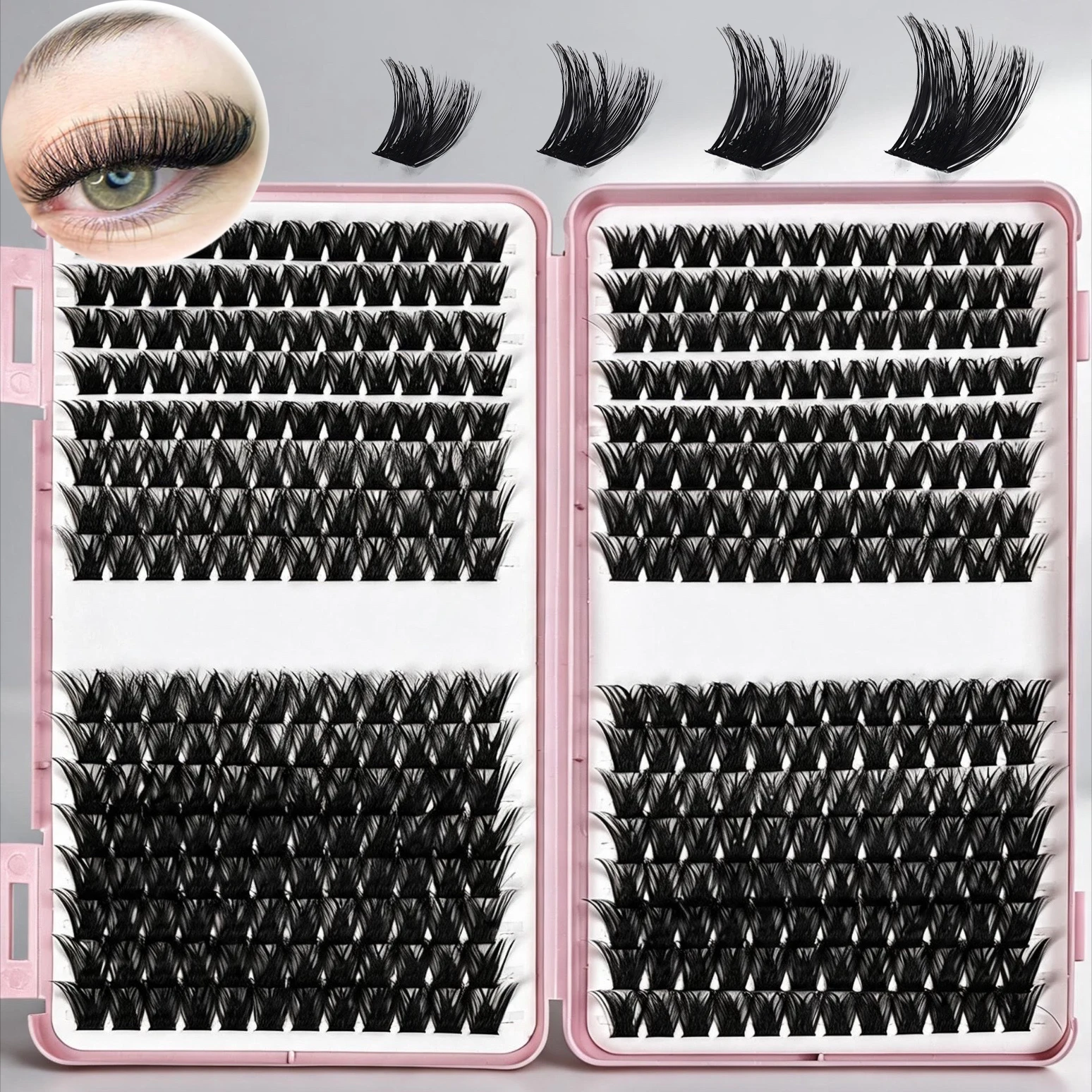 Cluster Lashes D Curl Fluffy Volume Thick Individual Lashes DIY Eyelash Extensions Large Capacity