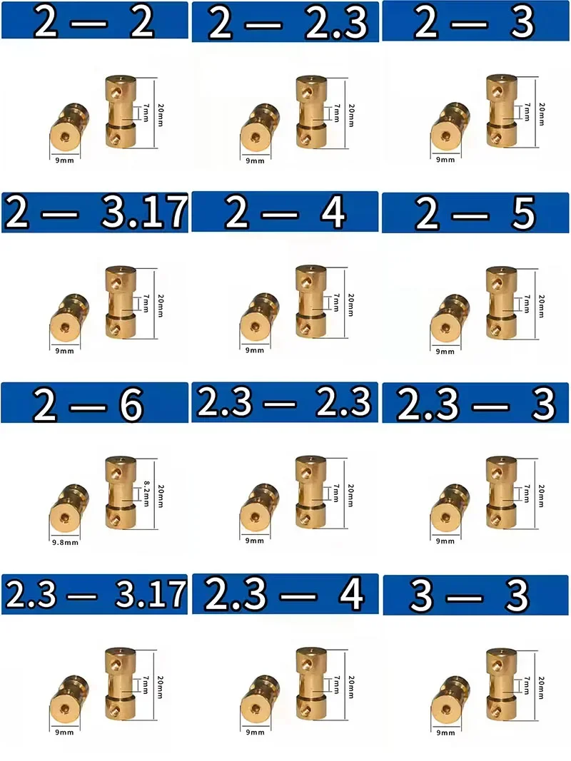 Coupler Brass Transmission Joint Connector Sleeve Adapter Motor Motor Shaft Extension Connector 2mm 2.3mm 3mm 3.17mm 4mm 5mm 6mm