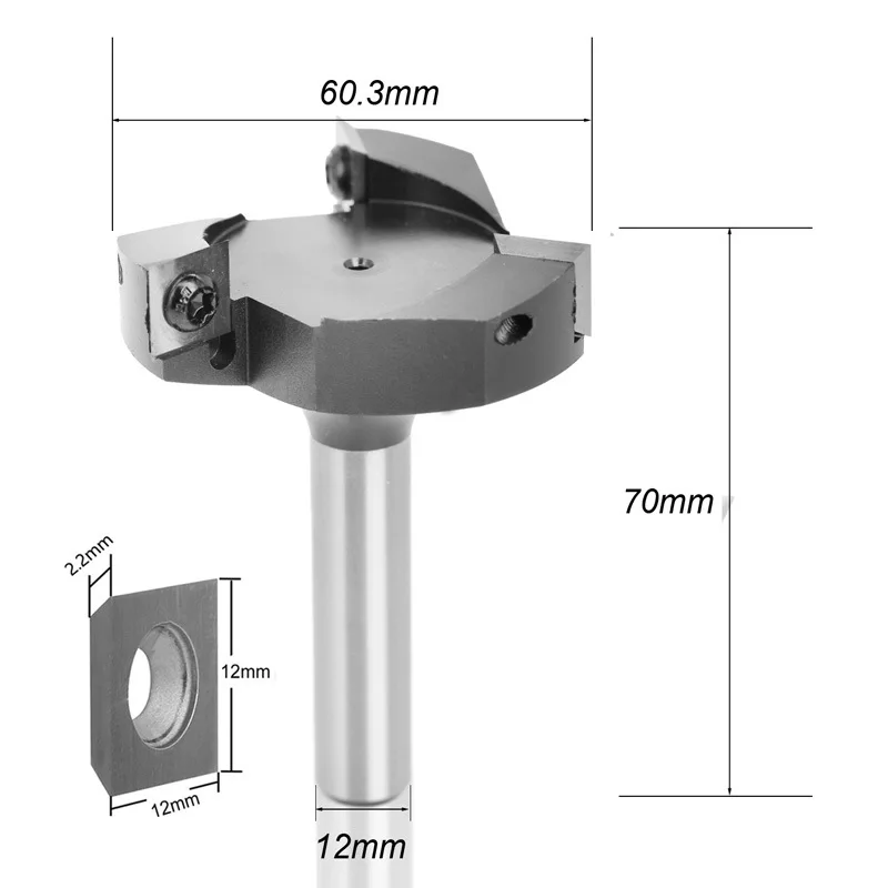 Indexable 3-Blade Grooving Cutter – Replaceable Knives Wood Slotting Router Bit, 8mm 12mm 1/2
