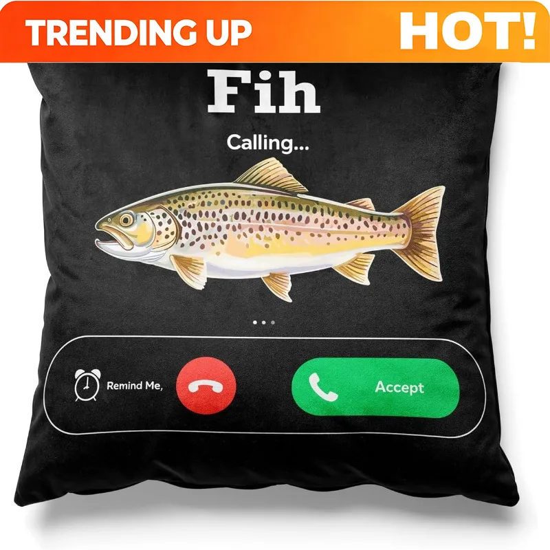 Customize This 1pc Pillowcase Measures 18.0 inch X 18.0 inch And Features a Humorous Fish Theme with The Text 