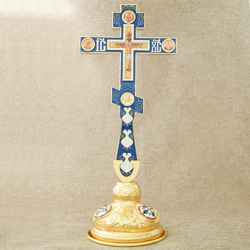 

Orthodox Church Cross Supplies Decoration Religious Hanging Cross To Blessing Gold Planting With Stand Крест напрестольный