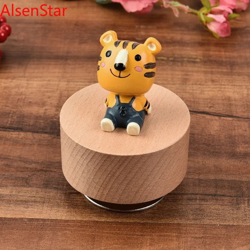 Look Up Starry Sky Round Music Box Wooden Creative Furniture Ornaments Birthday Christmas Gift Music Boxes Home Decoration