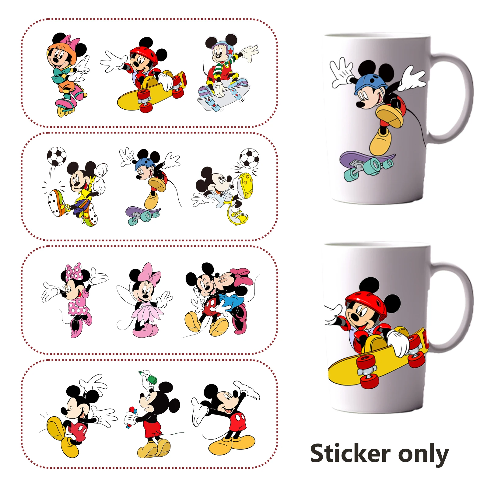 

Disney Happy Mickey 16OZ UV DTF Cup Wraps Bottle Sticker for Glass Libbey Can Bottle Selfadhesive Washable Waterproof DIY Custom