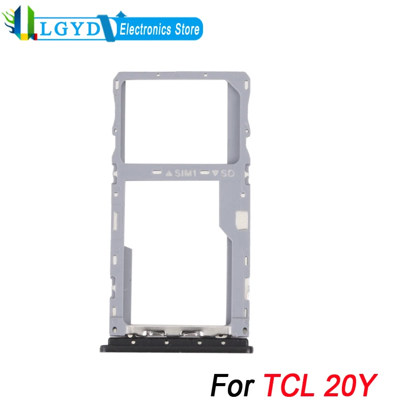 For TCL 20Y Original SIM Card Tray + Micro SD Card Tray Adapter Black Color