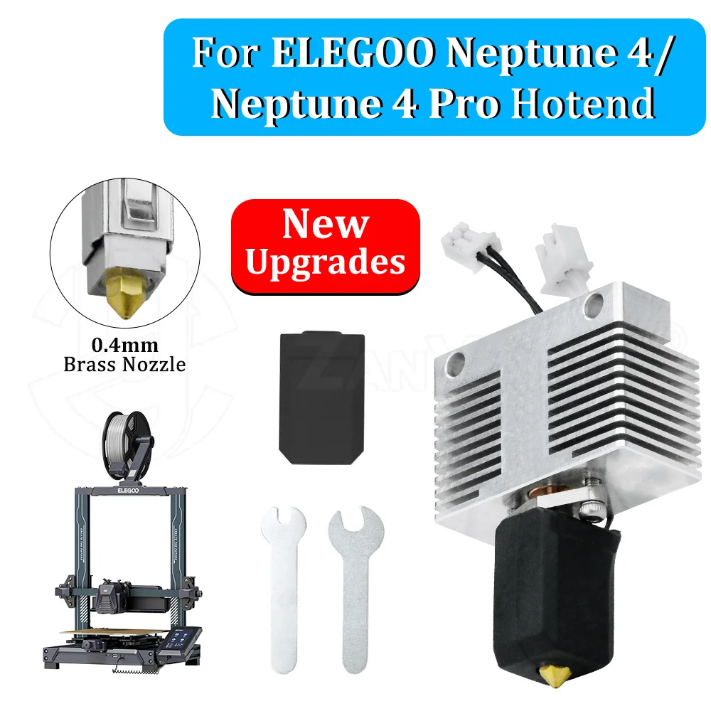 

For ELEGOO Neptune 4/4 Pro Hotend Kit new Upgrad High Speed Brass Hardened steel Bimetallic nozzle Thermistor Heating element