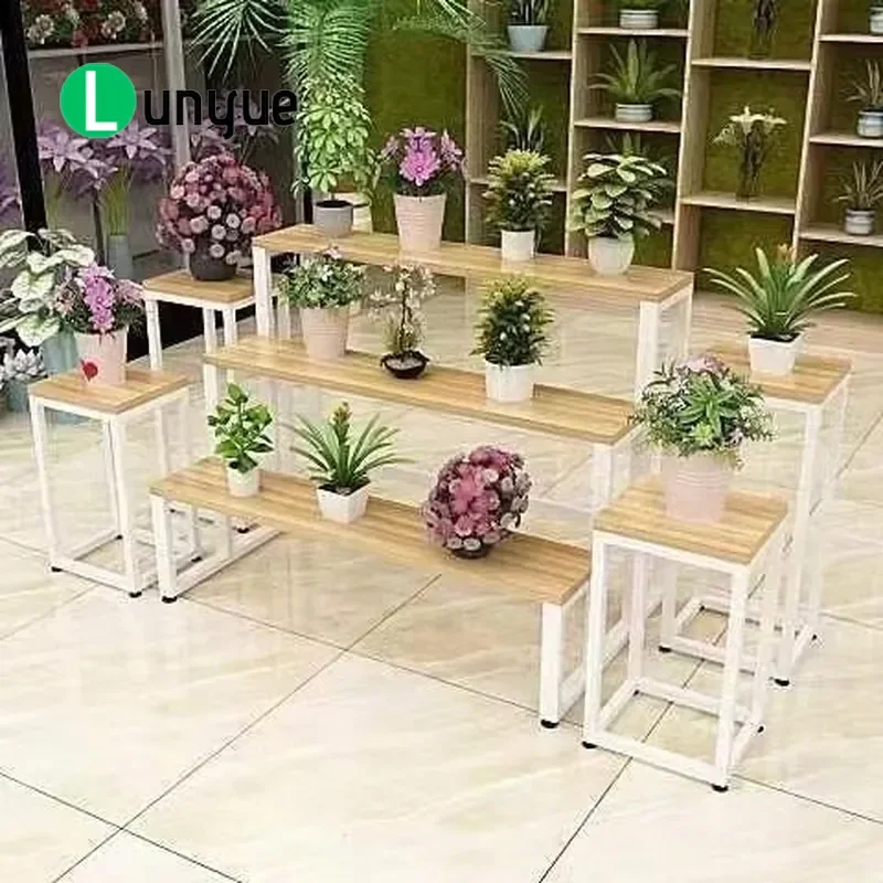 Wrought Iron Flower Stand Stepped Metal Display Rack for Succulents Handheld Plant Holder Water Feature Table for Flower Shop