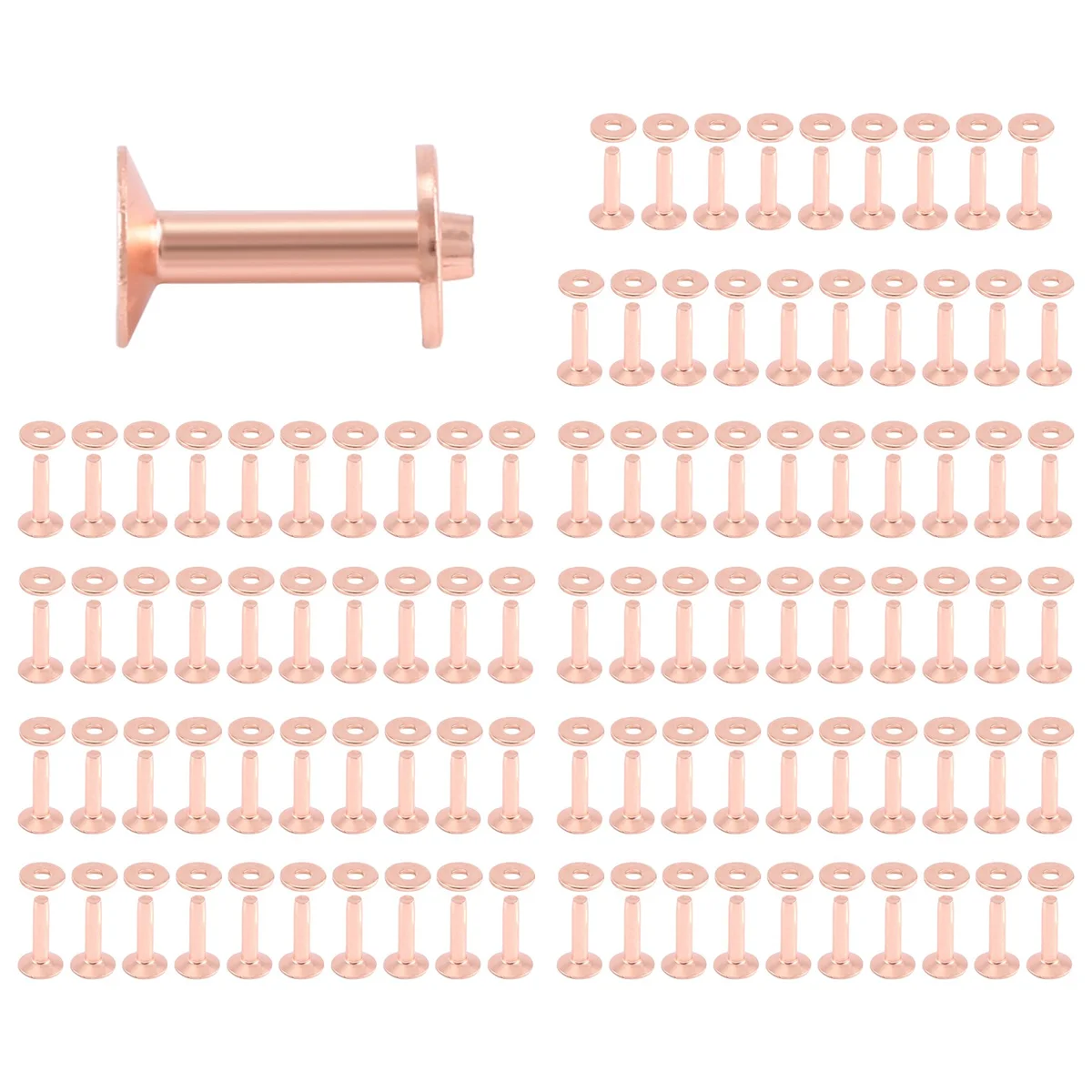 구리 리벳 및 버 와셔, 가죽 구리 리벳 패스너, 칼라 가죽 DIY 공예 용품, 100 세트