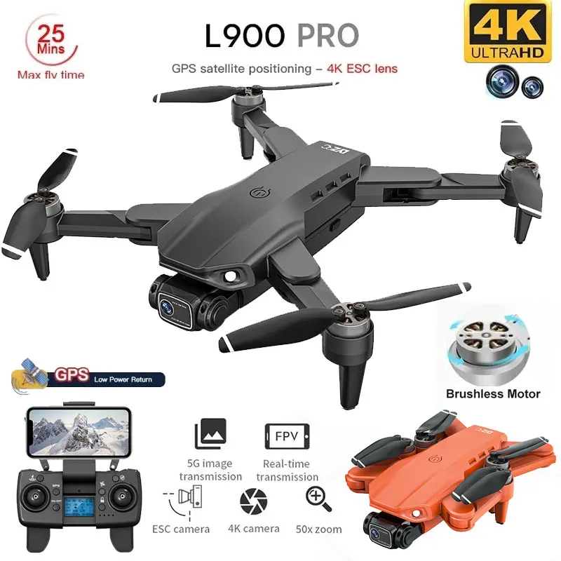 L900 Pro GPS Drone 4K Professional HD Dual Camera 5G Wifi Photography Brushless Foldable Quadcopter RC Distance 1.2KM Drones Toy