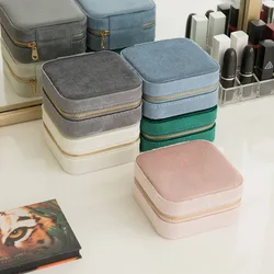 Plush Velvet Jewelry Box Necklace Ring Earrings Storage Mini Jewelry Case Travel Portable Jewelry Organizer Box For Women Girls