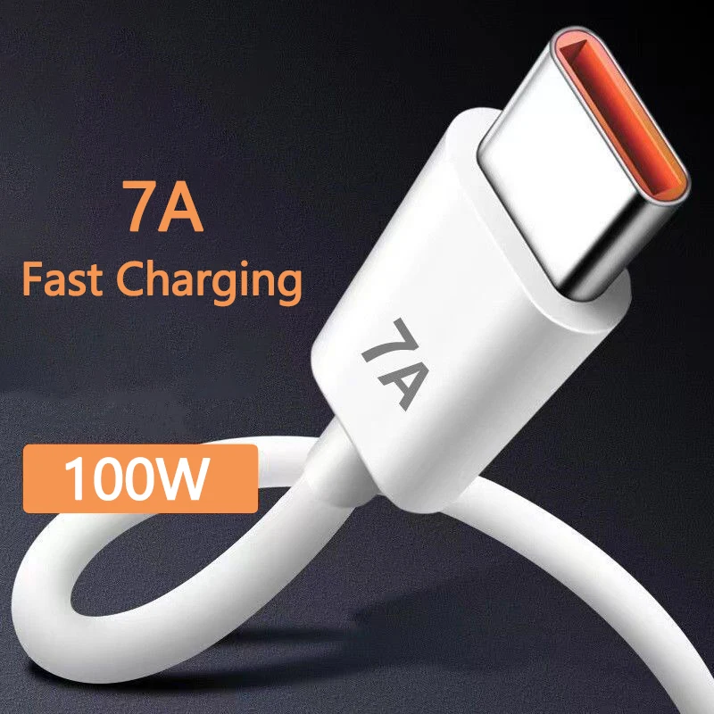 USB Type C Cable 100W 7A Fast Charging Wire For Huawei P40 P30 Xiaomi 15 Redmi Poco Mobile Phone USB C Charging Data Cable Cord