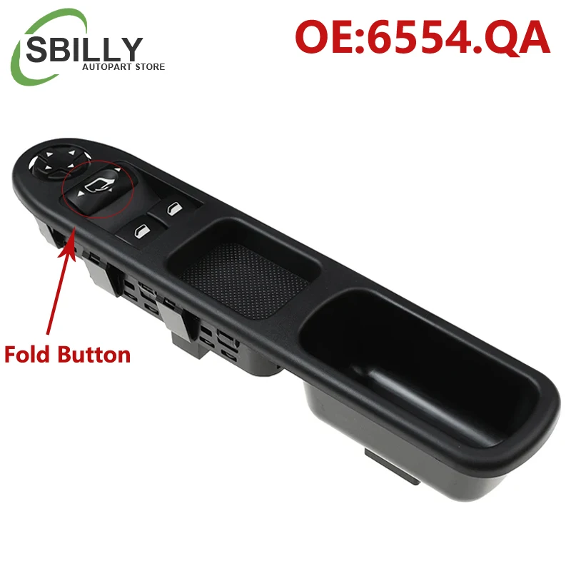 Image of 6554.QA 6554QA Auto Elektrischer Fensterheberschalter Hebeglas + Retro Faltbarer Knopf 9654859677 für Peugeot 207 207SW 207CC