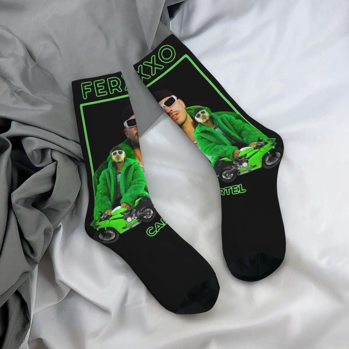 Feid Ferxxo Album Merch Crew calcetines largos antideslizantes con gráfico para mujer, algodón, Idea de regalo