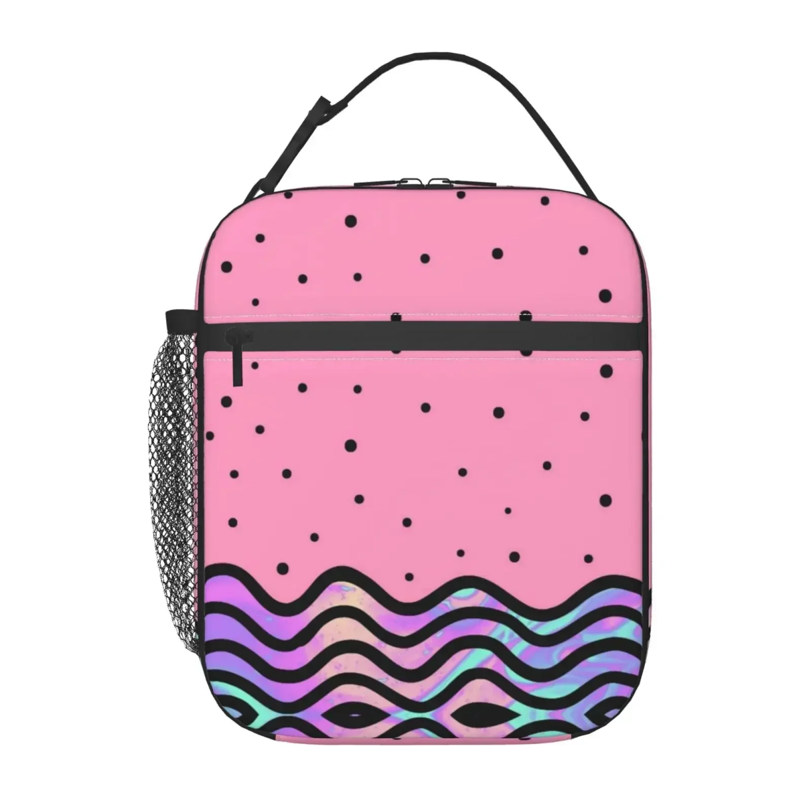 Pink Dots Design Cooler Bag Lunch Bags for Kids Girls Food Bag Cute Bag Lunch Bags for Men Women Work School Picnic Bento