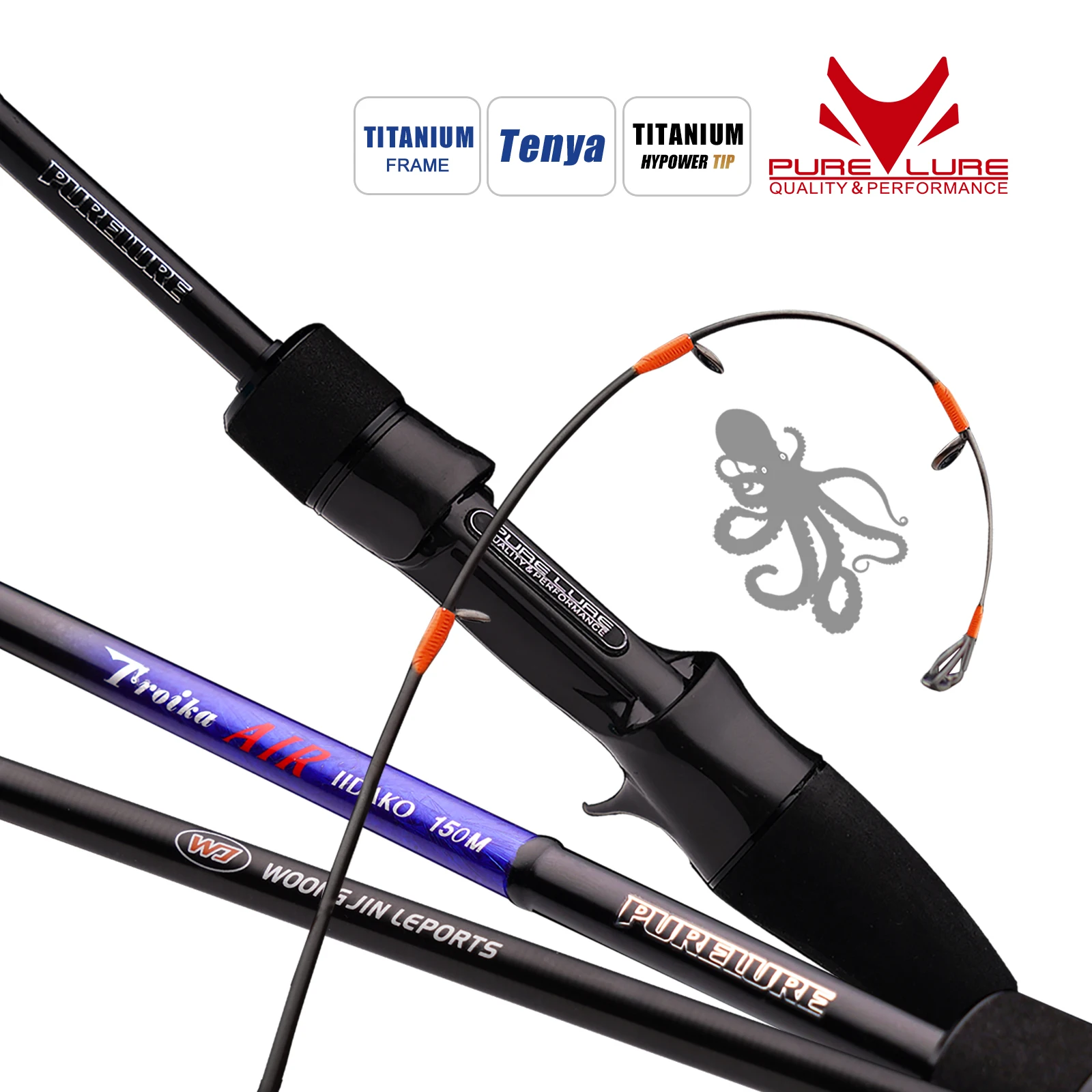 

PURELURE Tripod AIR IIDAKO Squid Fishing Rod 150m/160m M/MH Titanium Tip Casting Rod for Boat Fishing Webfooted Design