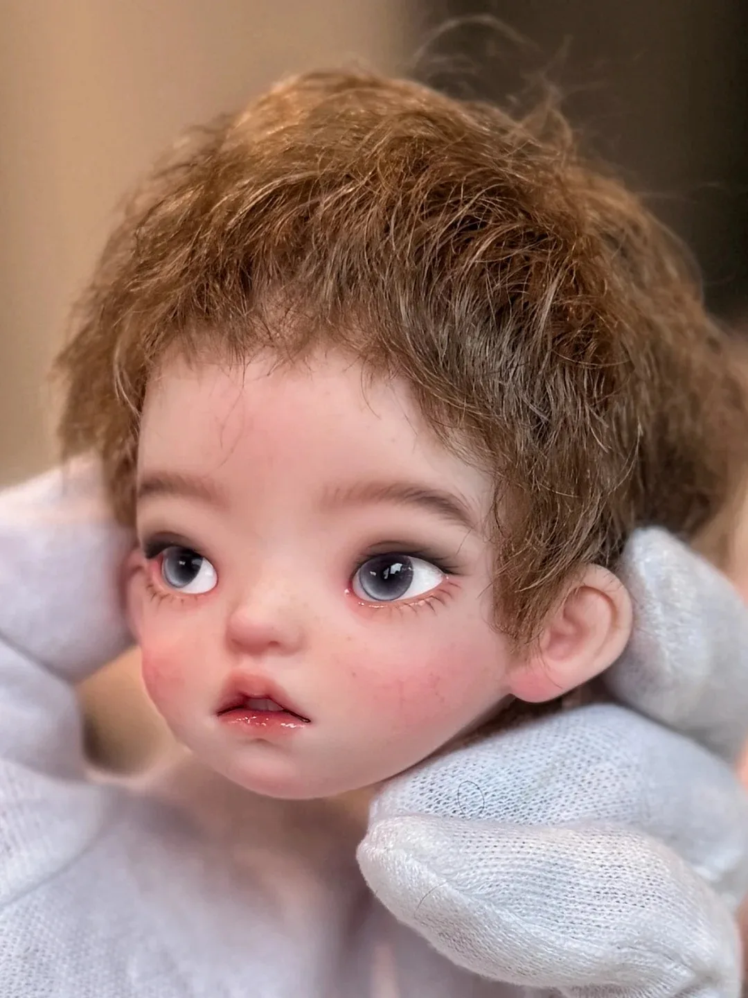 Nova boneca sd bjd 1/6 bailu menina cabeça âmbar bonito linda menina maquiagem brinquedo de resina de alta qualidade presente apenas uma cabeça