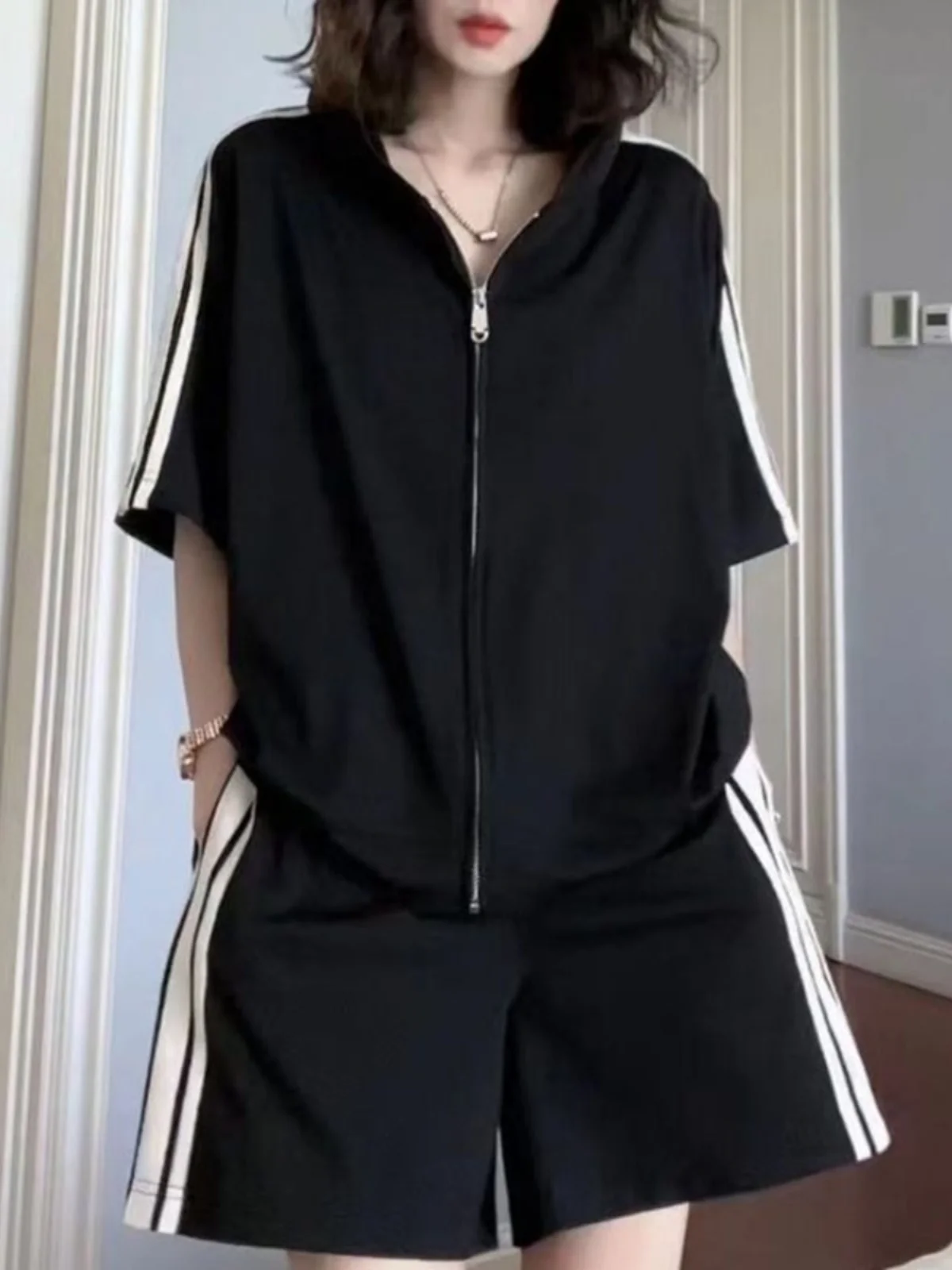 

Loose Faionable Sportswear Set for Women Summer 2024 Korean Sle Big Size Age-Defng Two-Piece Ensemble Casual Trendy