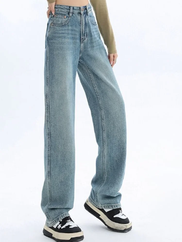 Warm Snow Wear Wide Leg Jeans Casual Plush Velvet Vaqueros Oversize 70kg High Waist Straight Denim Pants 2023 New Thick Spodnie