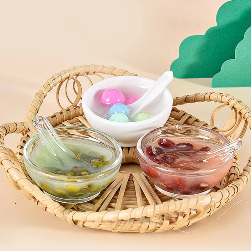 1PC Simulation Food Toy Glutinous Rice Balls Eight-Treasure Porridge Doll House Crafts Small Ornaments Kids Pretend Toys