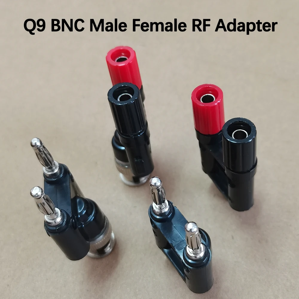 1PC BNC Q9 Adapter BNC Male Female To Two Dual 4mm Banana Plug Jack RF Coaxial Connector BNC Tee Type 3Way Splitter RF Adapter