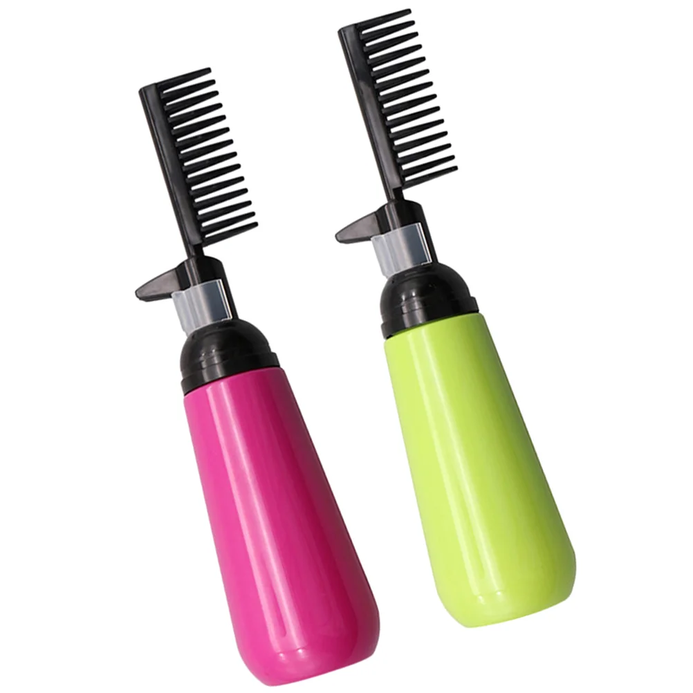 

2 Pcs Hair Color Comb Bottle Barber Equipment Applicator Oil 3 Colors Dye Brush Bottles Serum Dispenser Root Dyeing